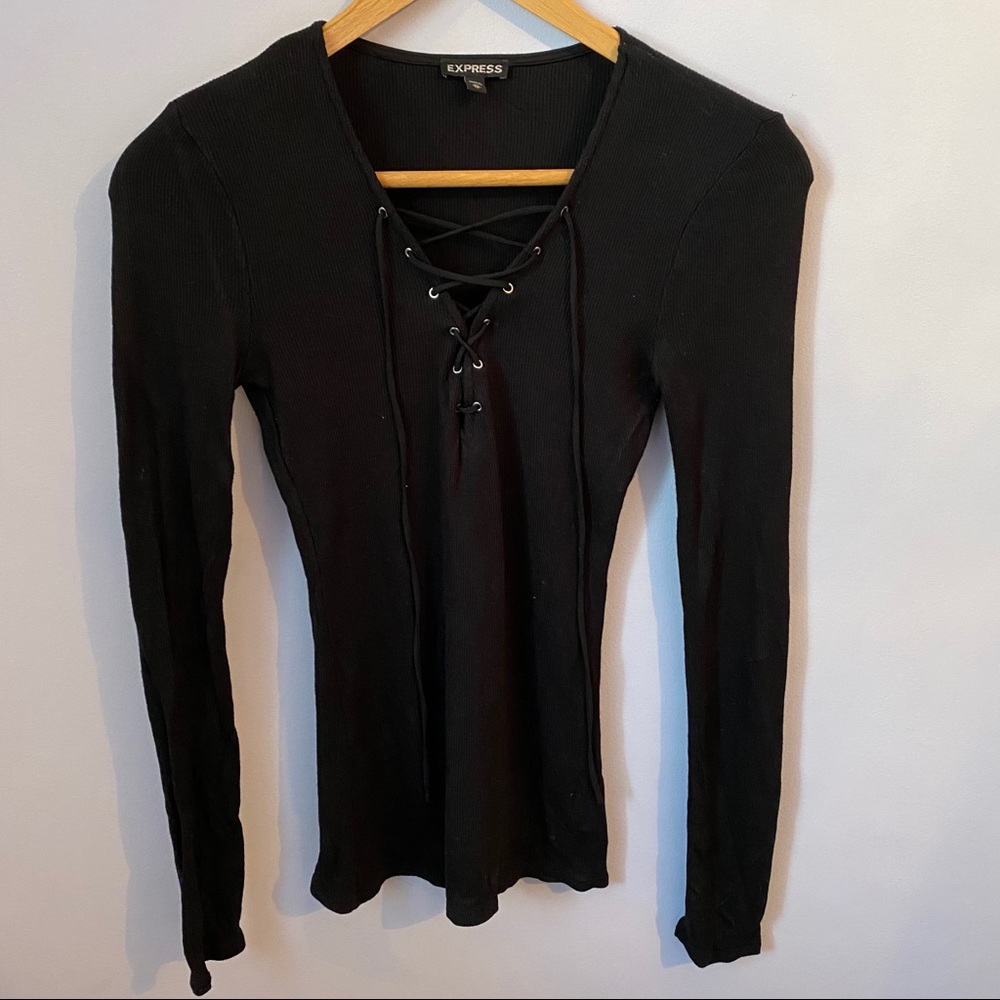 EXPRESS long-sleeve lace up shirt